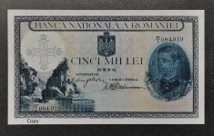 Romania 5000 Lei 1931 Supratipar 1940 Replica cu filigran foto