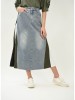 Fusta Dama Denim Kaki Pavia A-line Midi Trendy Ing Bumbac Poliester Marimi S M L Denim Deschis