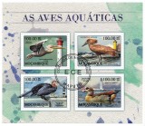 Timbre Mozambic 2016 - Păsări de Apă - Set Complet Coliță + Bloc - Tematică Avifaună