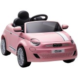 AIYAPLAY Mașină electrică pentru copii 12V Fiat 500, baterie cu litiu, 2 motoare, telecomandă, roz, 3-6 ani | Aosom Romania