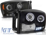 Set de faruri de tuning cu ochi de &icirc;nger halogen potrivit pentru Dodge RAM 2006-2008, stanga si dreapta Performance AutoTuning