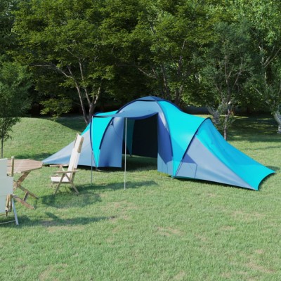 Cort camping, 6 persoane, albastru și bleu foto