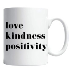 Cana alba personalizata "love kindness positivity", INOVATIX&reg;. 330ml