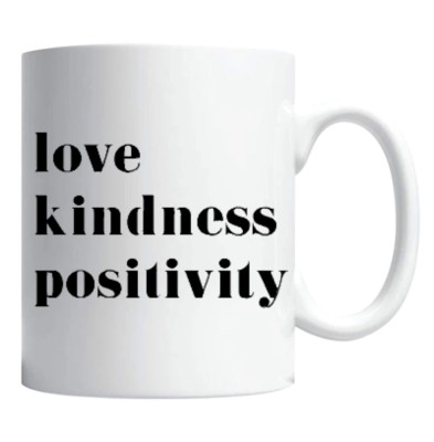 Cana alba personalizata &amp;quot;love kindness positivity&amp;quot;, INOVATIX&amp;reg;. 330ml foto