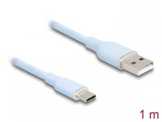 Cablu USB-A 2.0 la USB type C T-T 1m silicon Blue, Delock 81222