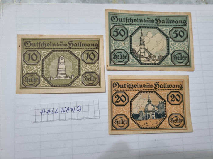austria notgeld hallwang 3v.