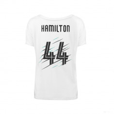 Tricou de Dama Mercedes Lewis Hamilton, Lewis 44, Alb, 2018 foto