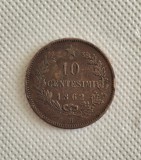 Moneda de 10 centesimi 1862, M, circulata