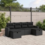 Cumpara ieftin Gossi set mobilier de gradina cu perne, 6 piese, negru, poliratan