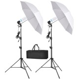 Cumpara ieftin Sistem iluminare studio profesional 145W 5500K cu trepied reglabil 200 cm, umbrela foto 87 cm si geanta transport pentru foto, video si streaming