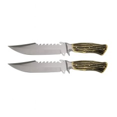 Set de doua cutite vanatoare, lama otel zimtata,DEPOX&reg;, 30 cm, teaca inclusa