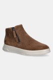 Ecco pantofi de piele &icirc;ntoarsă Move Zip Bootie culoarea maro, 223823-05034