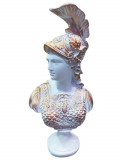 Statueta Decorativa, Bust femeie soldat, Alb, 32 cm, DO23X