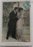 Fotografie tip Carte postala, Tineri indragostiti, perioada interbelica
