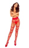 Ciorapi Sexy din Plasa Elastica, Rosu, S-L