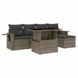 Set mobilier gradina cu perne, 6 piese, gri, poliratan