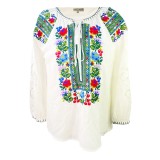 Bluza dama tip ie R 25, marime M, alb/verde broscuta