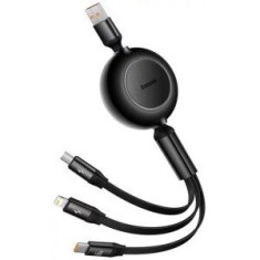Cablu alimentare si date Baseus, Fast Charging Data Cable pt. smartphone, USB la USB-C / Lightning / Micro, 66W/2A, 480Mbps, negru
