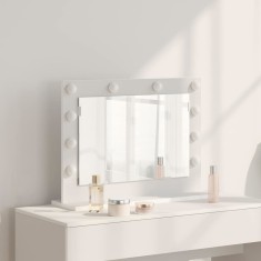 vidaXL Oglindă de toaletă Alb 60 x 45 x 18 cm Lemn compozit și sticlă 868309