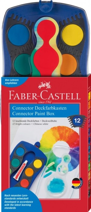 Acuarele 12 culori Connector albastre Faber-Castell