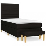 Cumpara ieftin Pat box spring cu saltea, negru, 100x200 cm, textil