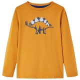 Tricou pentru copii cu m&acirc;neci lungi ocru &icirc;nchis 116