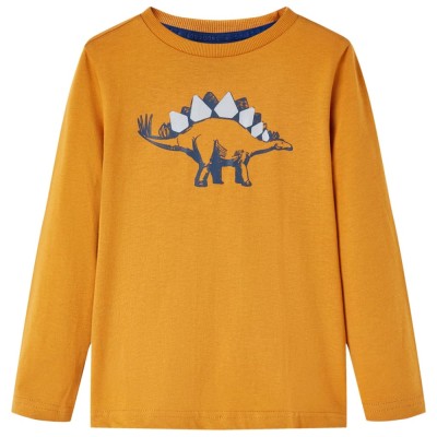 Tricou pentru copii cu m&amp;acirc;neci lungi ocru &amp;icirc;nchis 116 foto