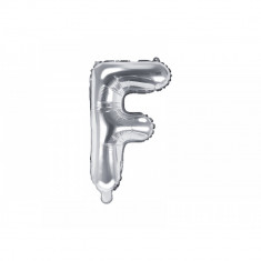 Balon folie metalizata litera F, argintiu, 35cm foto