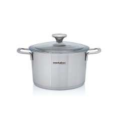 Oala cu capac din sticla Santino Metalac, inox, 20cm, 3.5l