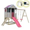 Casuta Wendi Toys Summer Adventure House, cu loc pentru nisip, tobogan, leagan dublu, modul sport, bucatarie