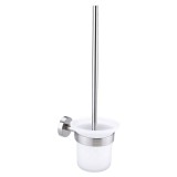 Perie WC tesa Moon 40302, suspendat, autoadeziv, metal inox + sticla satinata, 39 x 11.5 x 14.7 cm