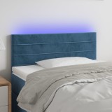 vidaXL Tăblie de pat cu LED, albastru &icirc;nchis, 90x5x78/88 cm, catifea