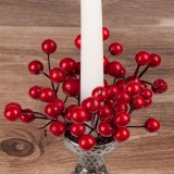 Inel Decorativ Lumanare Craciun, Model Pomusoare Rosii, Diametru 15cm, Plastic, Rosu