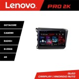 Navigatie Android Lenovo QLED 2K 8+256GB 360 pentru Honda Civic 2012-2015