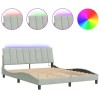 Cadru de pat cu LED fara saltea, Hanko, gri deschis, 160x200 cm, catifea