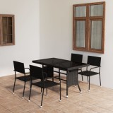 Cumpara ieftin Set mobilier pentru grădină, 5 piese, negru, poliratan