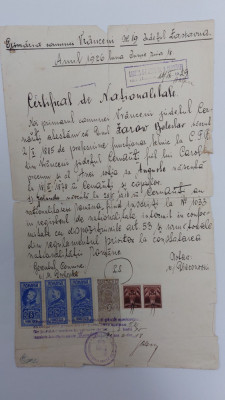 Vechi document ( certificat de nationalitate) anul 1926 foto