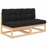 Canapele de mijloc gradina cu perne, 2 buc., lemn masiv de pin GartenMobel Dekor, vidaXL