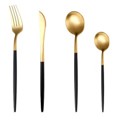 Tacamuri JZ098BG, inox, auriu + negru, set 24 piese