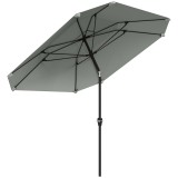 Outsunny Umbrelă de soare de 2,3 m fără bază, Umbrelă de terasă ajustabilă cu manivelă, Poliester, Aluminiu, Fibră de sticlă, Gri &icirc;nchis | Aosom Roman