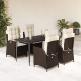 vidaXL Set mobilier de grădină, 5 piese, cu perne, maro, poliratan 3213198
