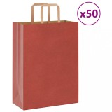 vidaXL Saci de h&acirc;rtie 50 buc cu m&acirc;nere roșii 26x12x35 cm