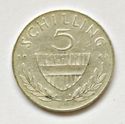 AUSTRIA 5 SCHILLING 1963 ARGINT XF foto