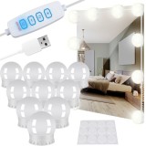 Set 10 becuri LED pentru oglinda de machiaj, USB, 30 moduri