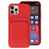 Husa Telefon iPhone 12 / 12 Pro TPU Cu Suport Carduri Rosie, Apple