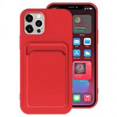 Husa Telefon iPhone 12 / 12 Pro TPU Cu Suport Carduri Rosie