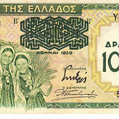 M1 - Bancnota foarte veche - Grecia - 1000 drahme - 1939
