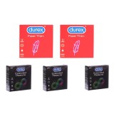 Set prezervative Durex Feel Thin si Extended Pleasure, 15 bucati
