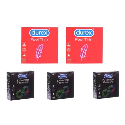Set prezervative Durex Feel Thin si Extended Pleasure, 15 bucati foto