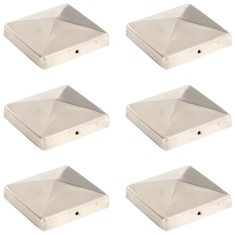 vidaXL Capace st&acirc;lpi de gard piramidă 6 buc. oțel inoxidabil 101x101mm